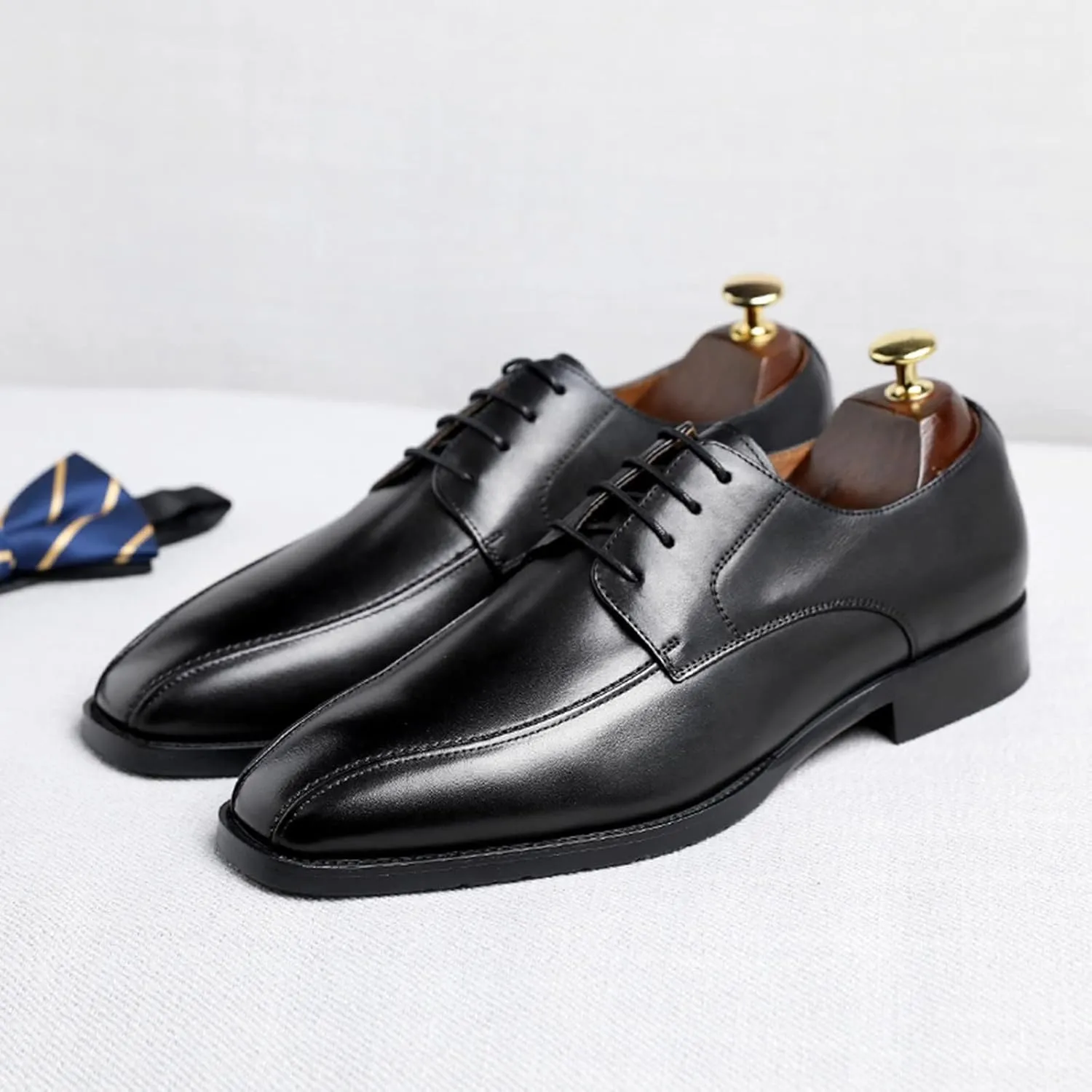HINDOLA Men's Lace-up Dress Shoes Leather Formal Business Oxford Derby Shoes Retro Dress Shoes for Men