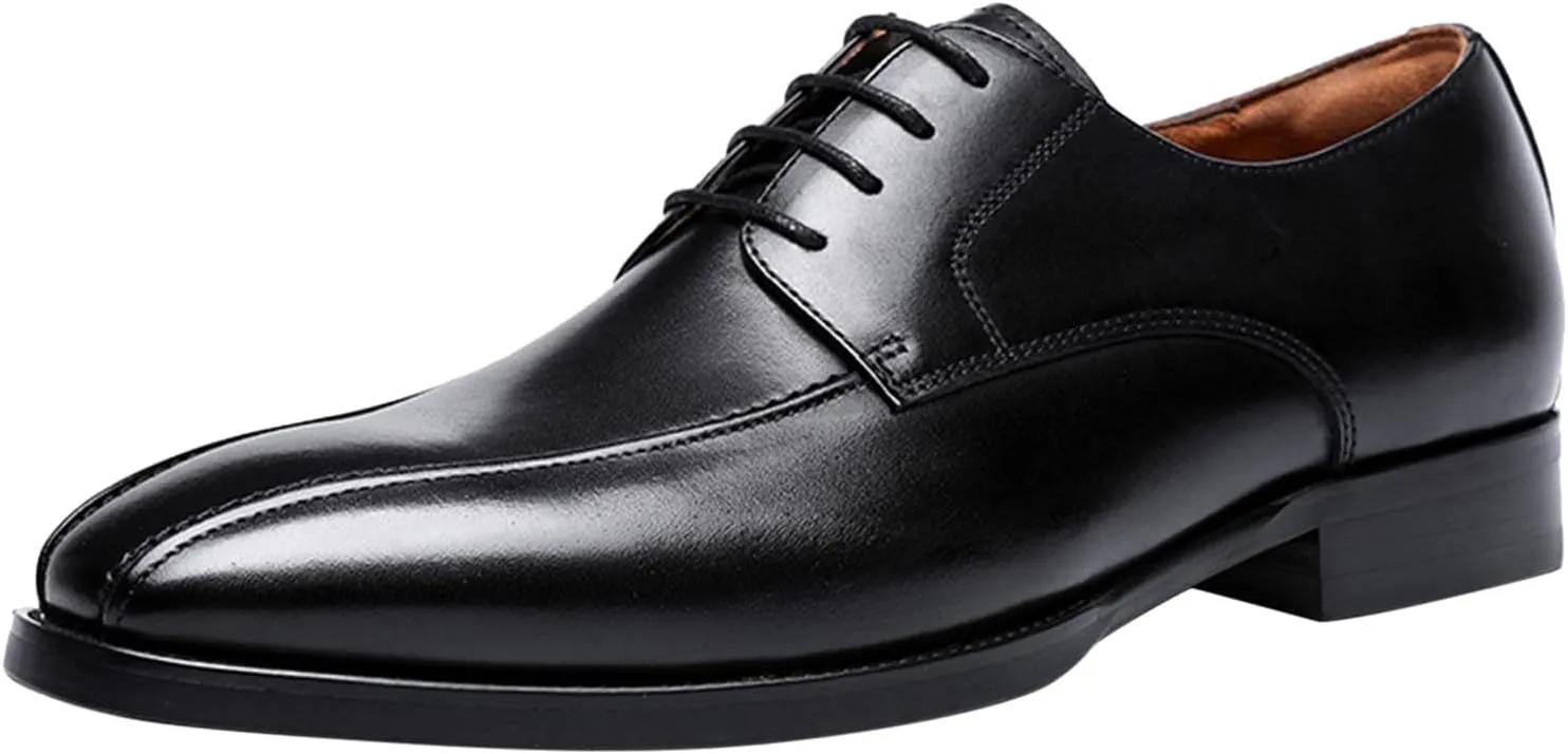 HINDOLA Men's Lace-up Dress Shoes Leather Formal Business Oxford Derby Shoes Retro Dress Shoes for Men