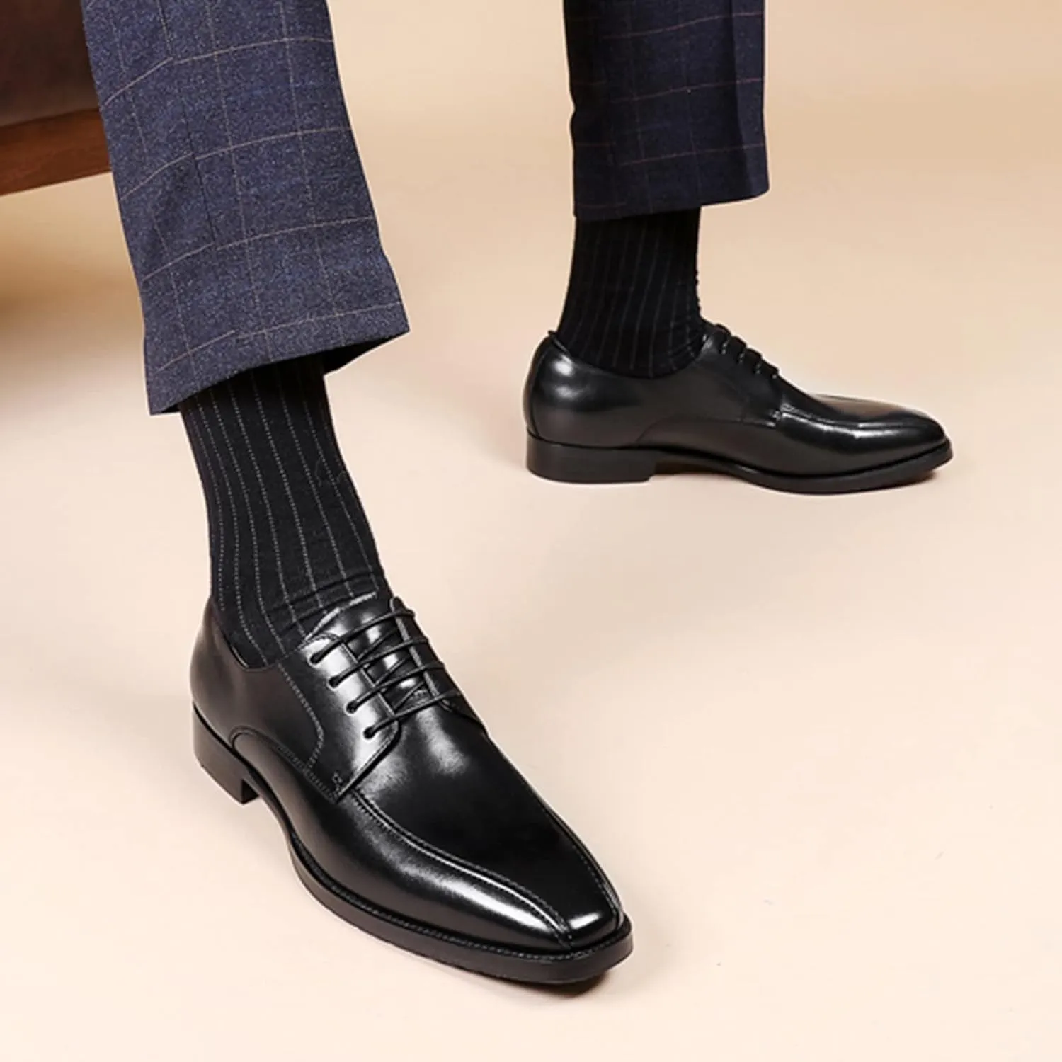 HINDOLA Men's Lace-up Dress Shoes Leather Formal Business Oxford Derby Shoes Retro Dress Shoes for Men