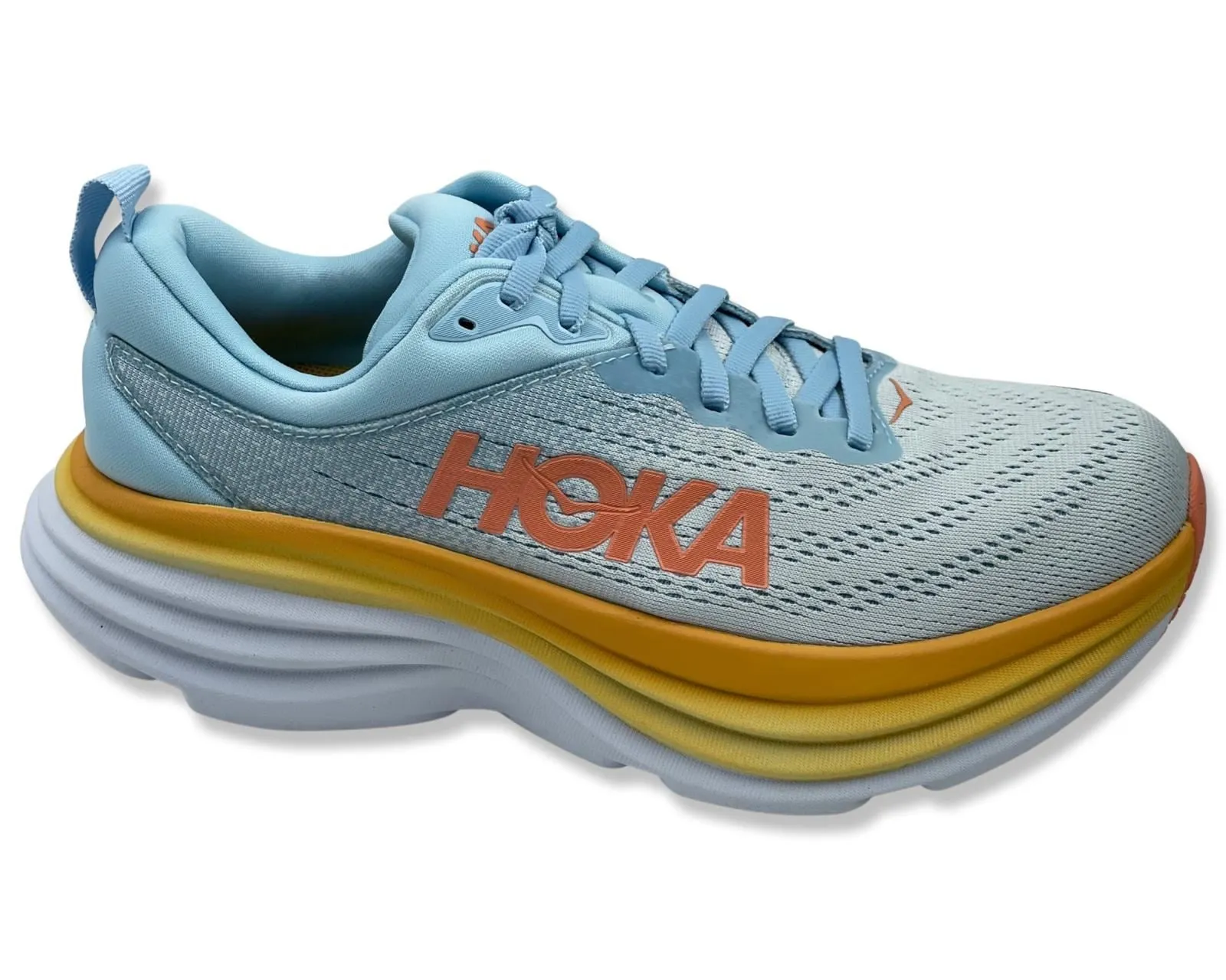 Hoka Bondi 8 Wide in Light Blue for Women's