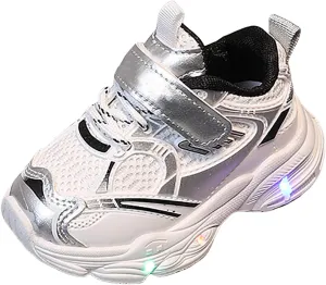 IWIHMIV Boys Running Shoes Kids Tennis Shoes Light Up Boys Girls Shoes Kids Tennis Shoes Breathable Athletic Walking Sneakers