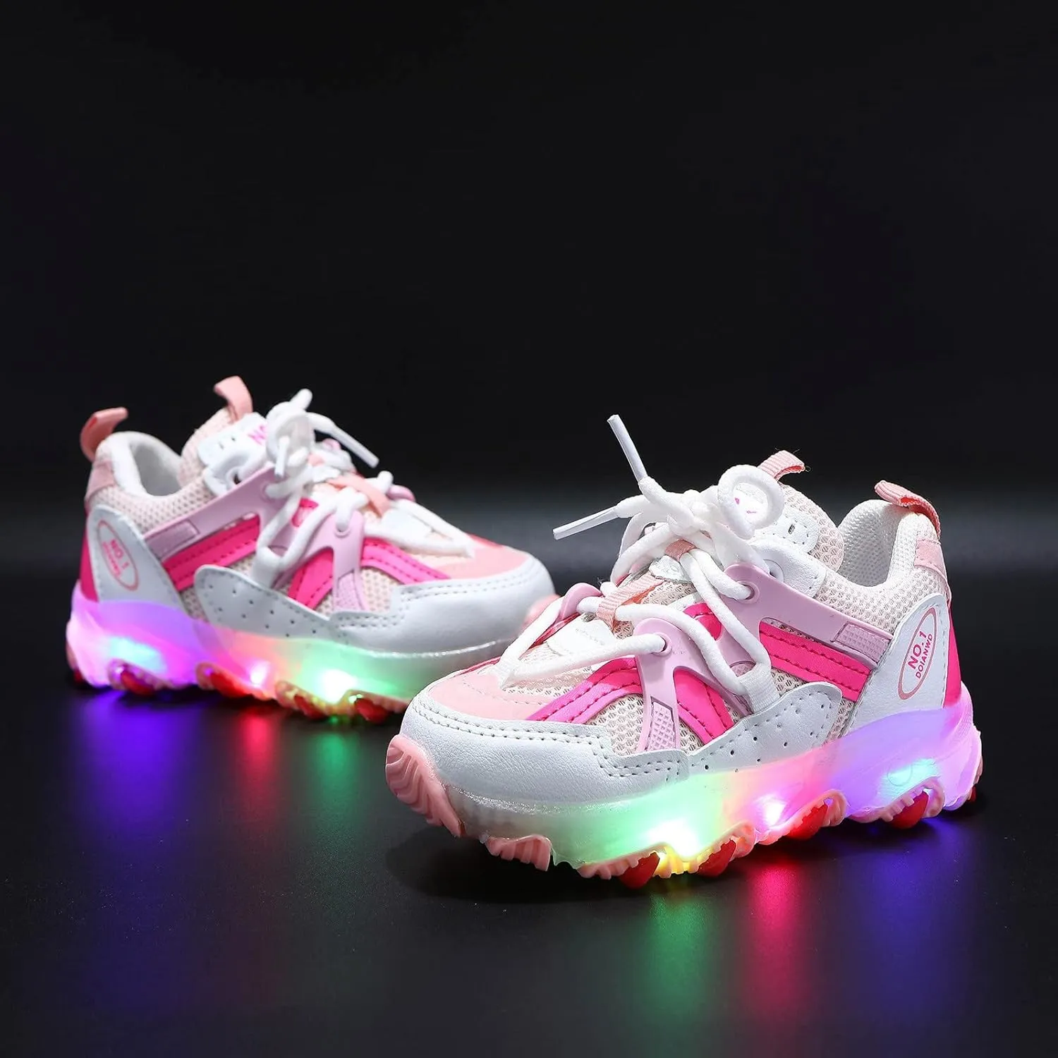IWIHMIV LED Running Shoes Boys Girls Breathable Tennis Running Shoes Athletic Sport Casual Walking Shoes