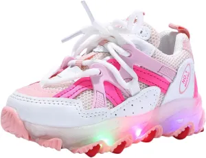 IWIHMIV LED Running Shoes Boys Girls Breathable Tennis Running Shoes Athletic Sport Casual Walking Shoes