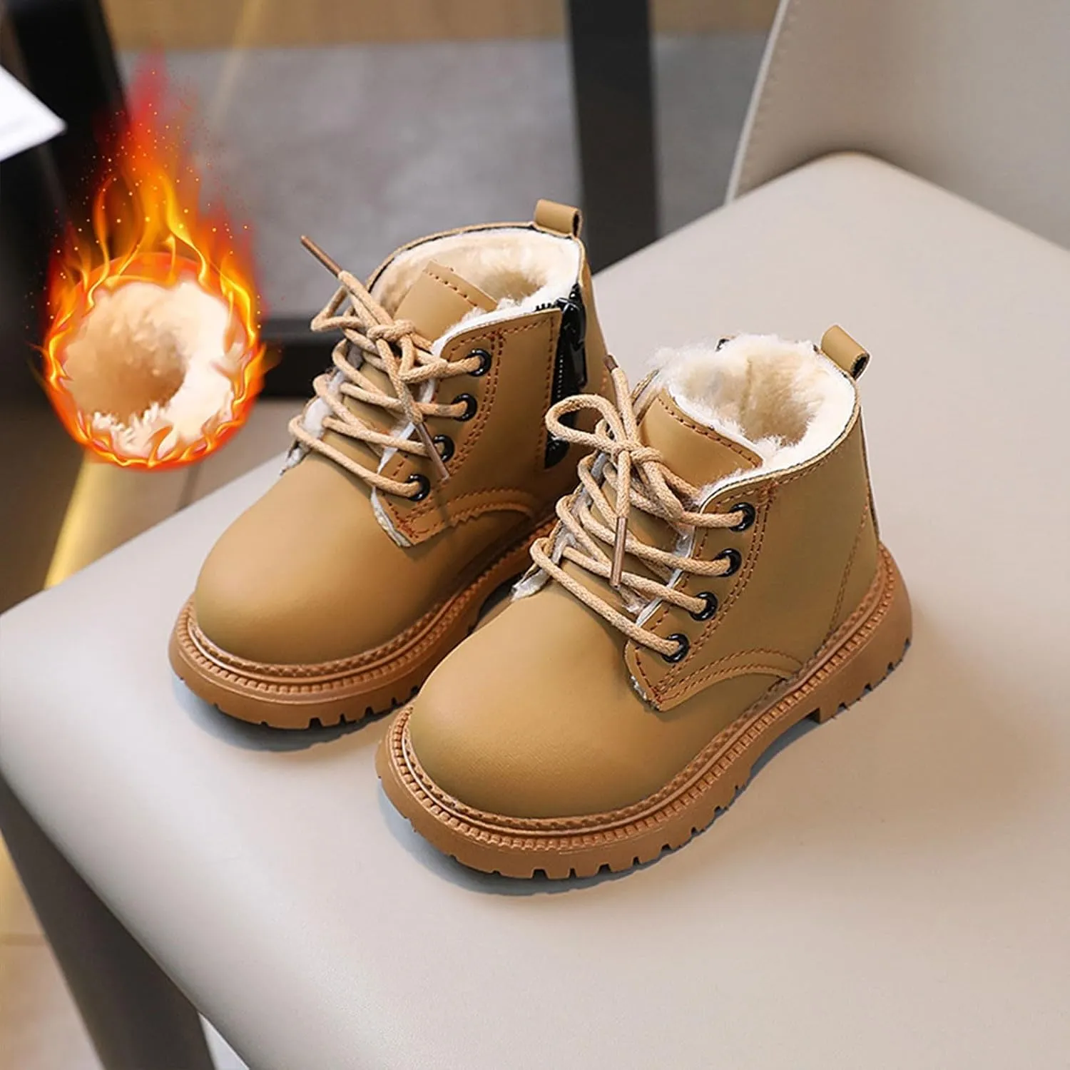 Kids Ankle Boots Boys Girls Lace up Casual Hiking Ankle Boots Outdoor Boots for Toddler/Little Kid/Big Kid