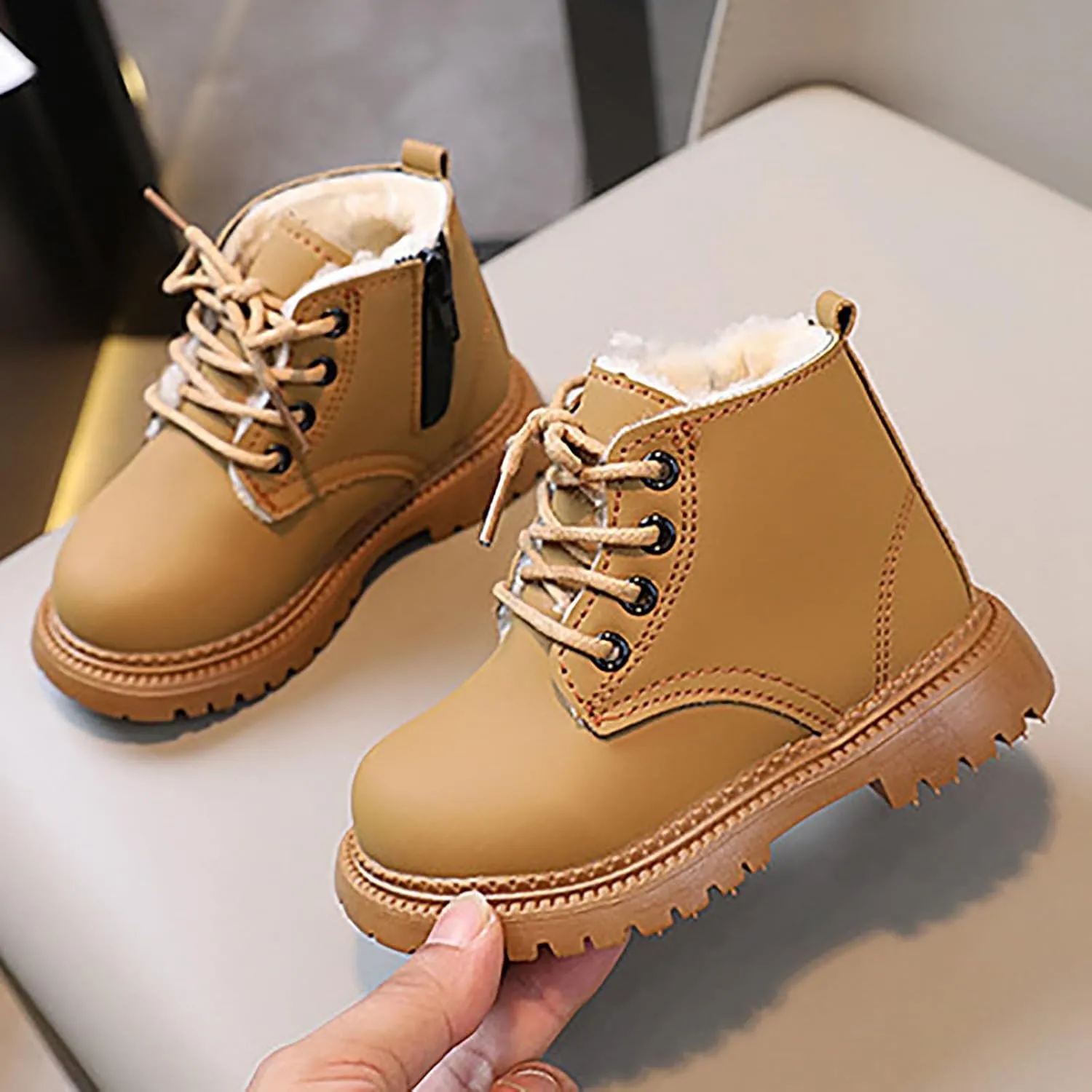 Kids Ankle Boots Boys Girls Lace up Casual Hiking Ankle Boots Outdoor Boots for Toddler/Little Kid/Big Kid