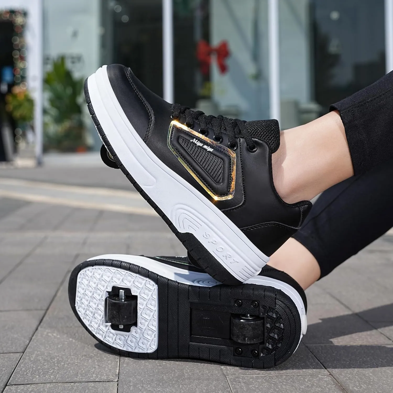 Kids Roller Skate Shoes with Wheels Roller Sneakers for Boys Girls Kids Deformation Wheeled Shoes ?
