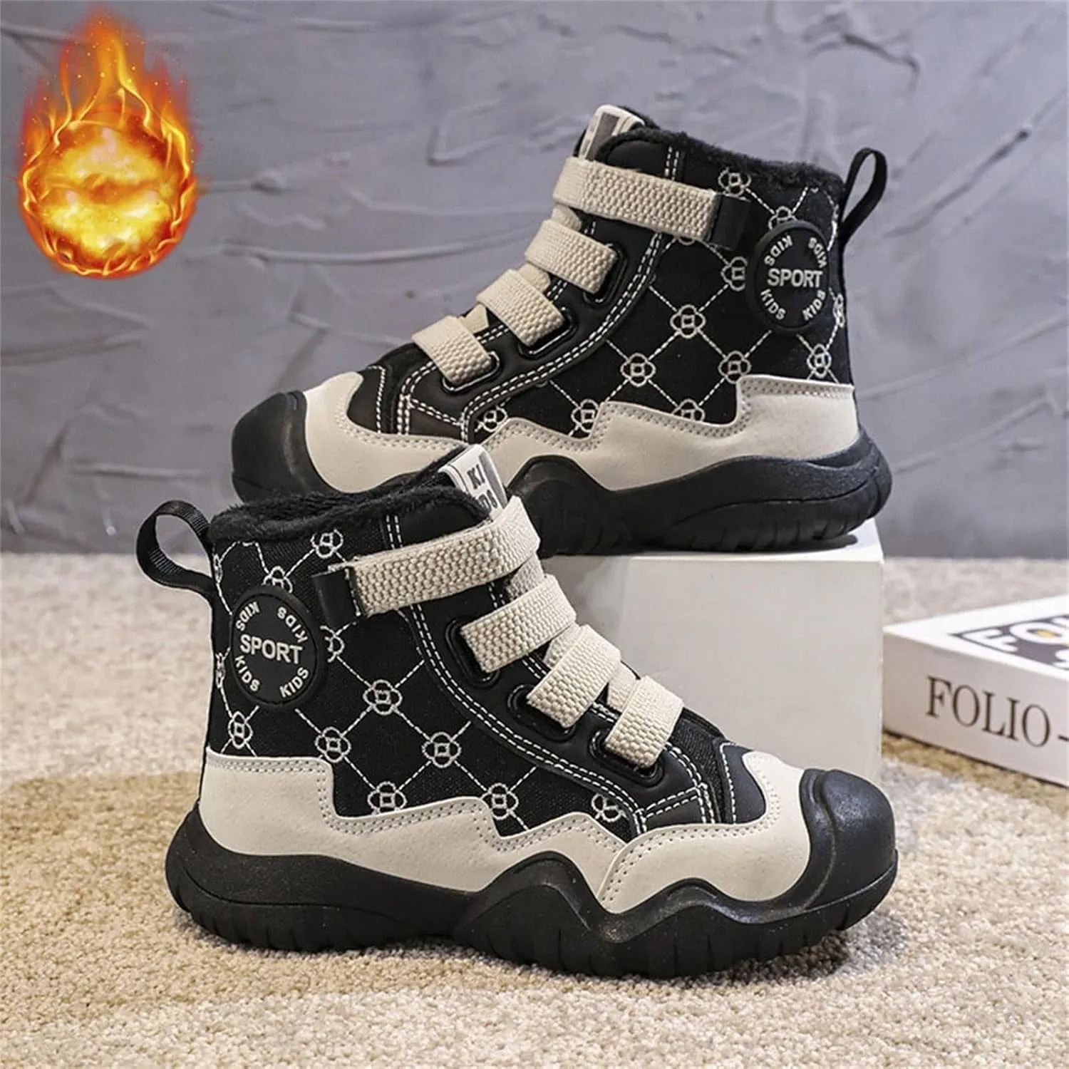 Kids Snow Boots for Girls Boys Comfy Warm Fr Lined Winter Boots Lightweight Slip On Cotton Fuzzy Light Shoes for Kids