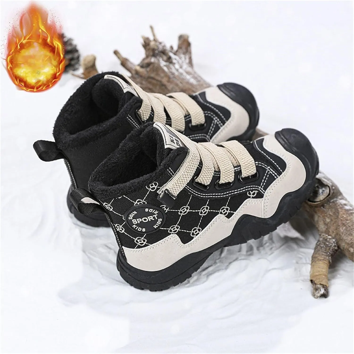 Kids Snow Boots for Girls Boys Comfy Warm Fr Lined Winter Boots Lightweight Slip On Cotton Fuzzy Light Shoes for Kids