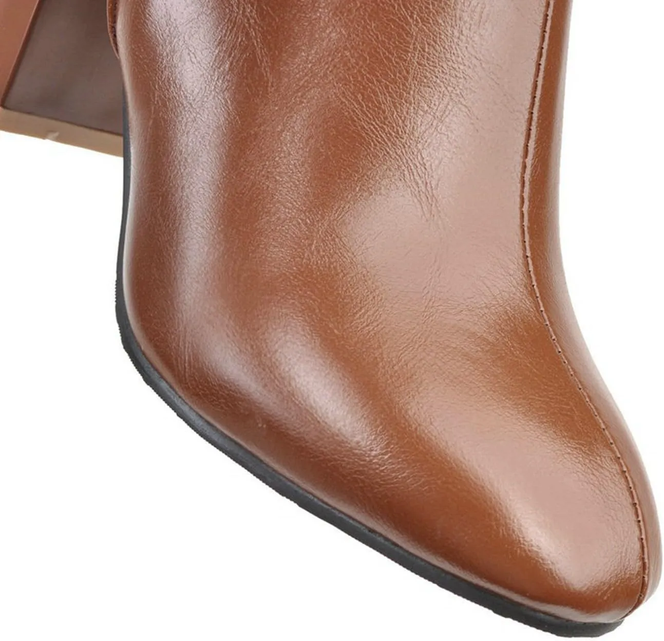 Knee High Boots Women Winter Boots Patent Leather Fashion Long Chunky Heel Pointed Toe Side Zipper Fashion Knee Boots