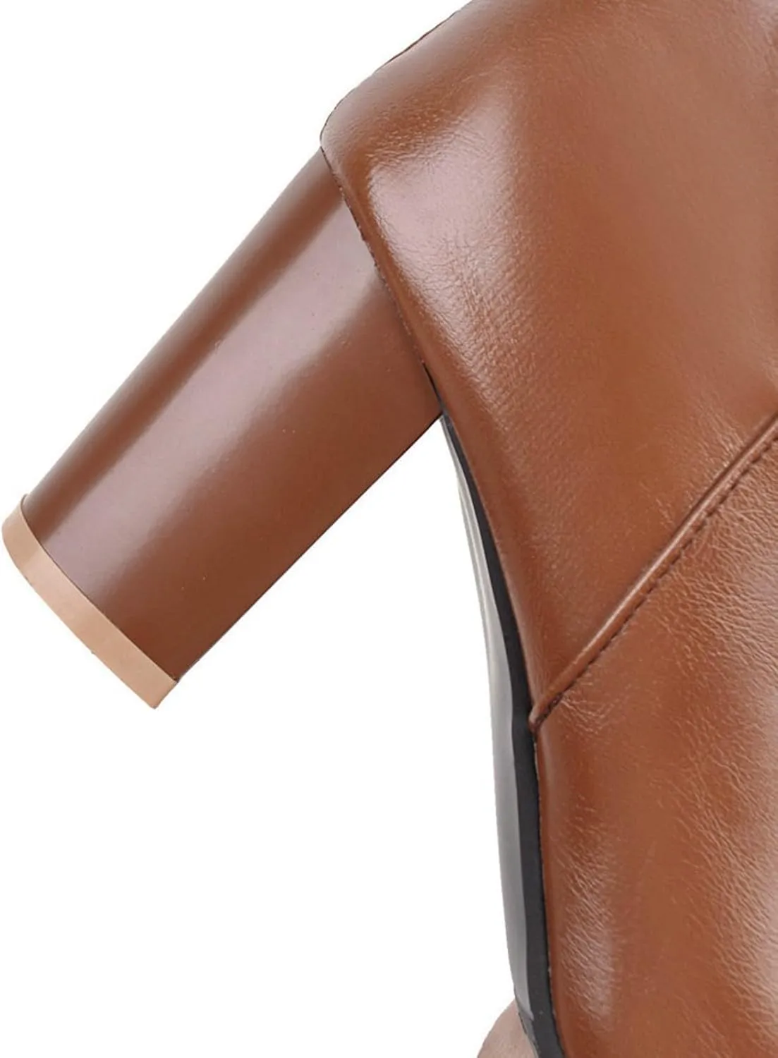 Knee High Boots Women Winter Boots Patent Leather Fashion Long Chunky Heel Pointed Toe Side Zipper Fashion Knee Boots