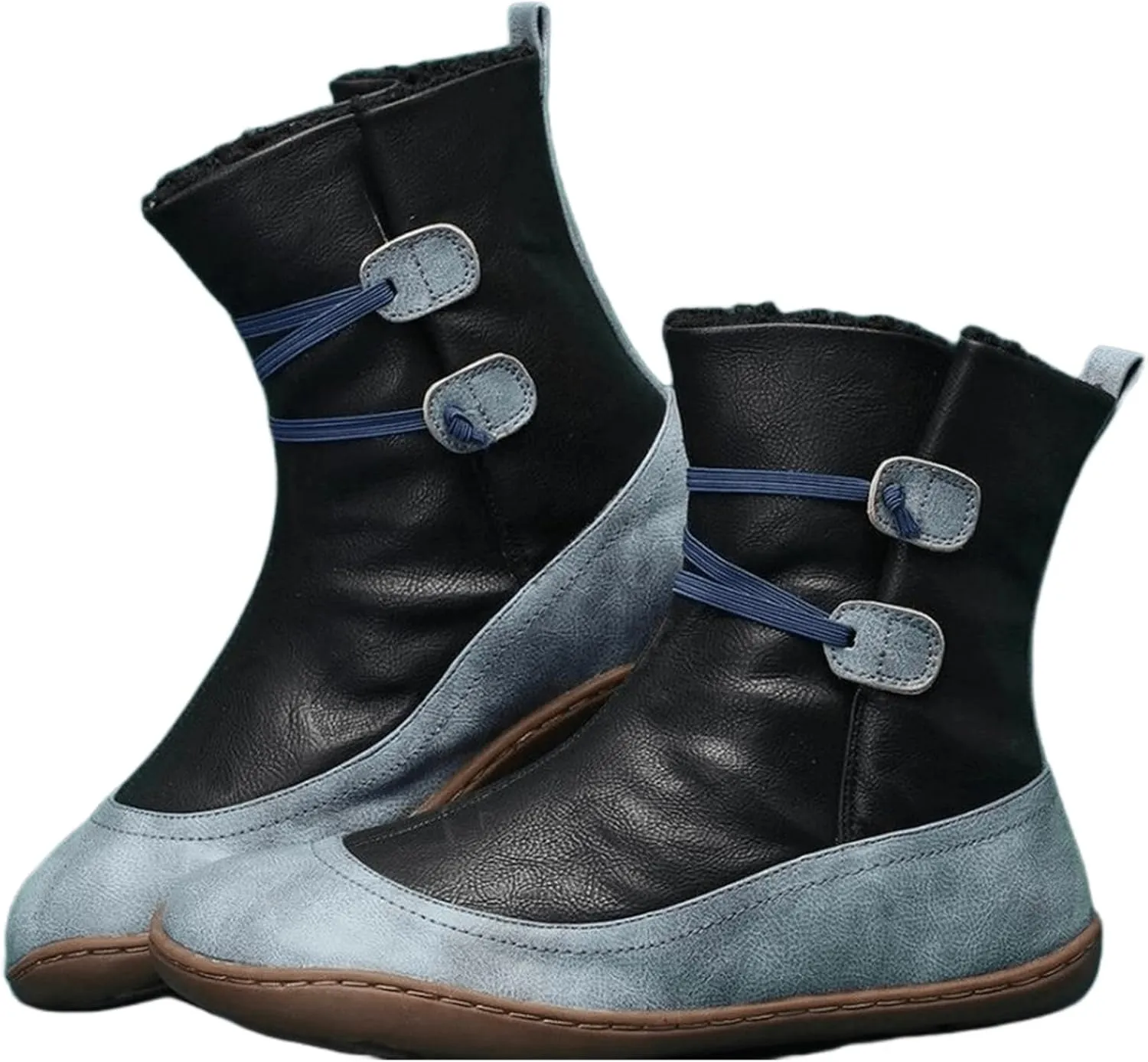 Ladmiple Snow Boots For Women Cute High Top Warm Fur Lined Winter Ankle Booties Outdoor Fashion Slip On Mid Calf Walking Shoe
