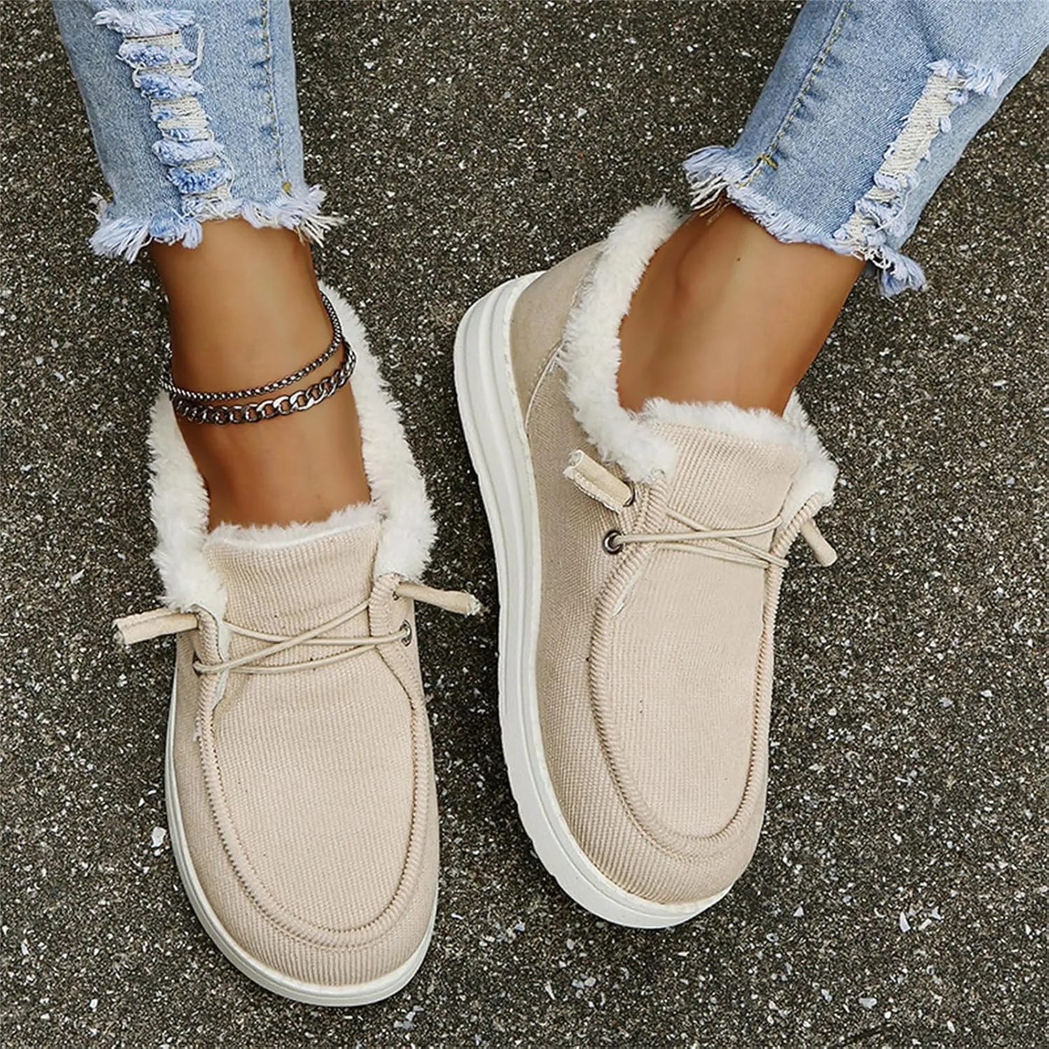 Ladmiple Winter Boots For Women With Fur Lined High-top Snow Boots Slip on Warm Comfortable Outdoor Ankle Booties Shoes