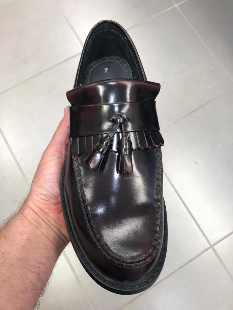 Leather Tassel Loafers - Oxblood