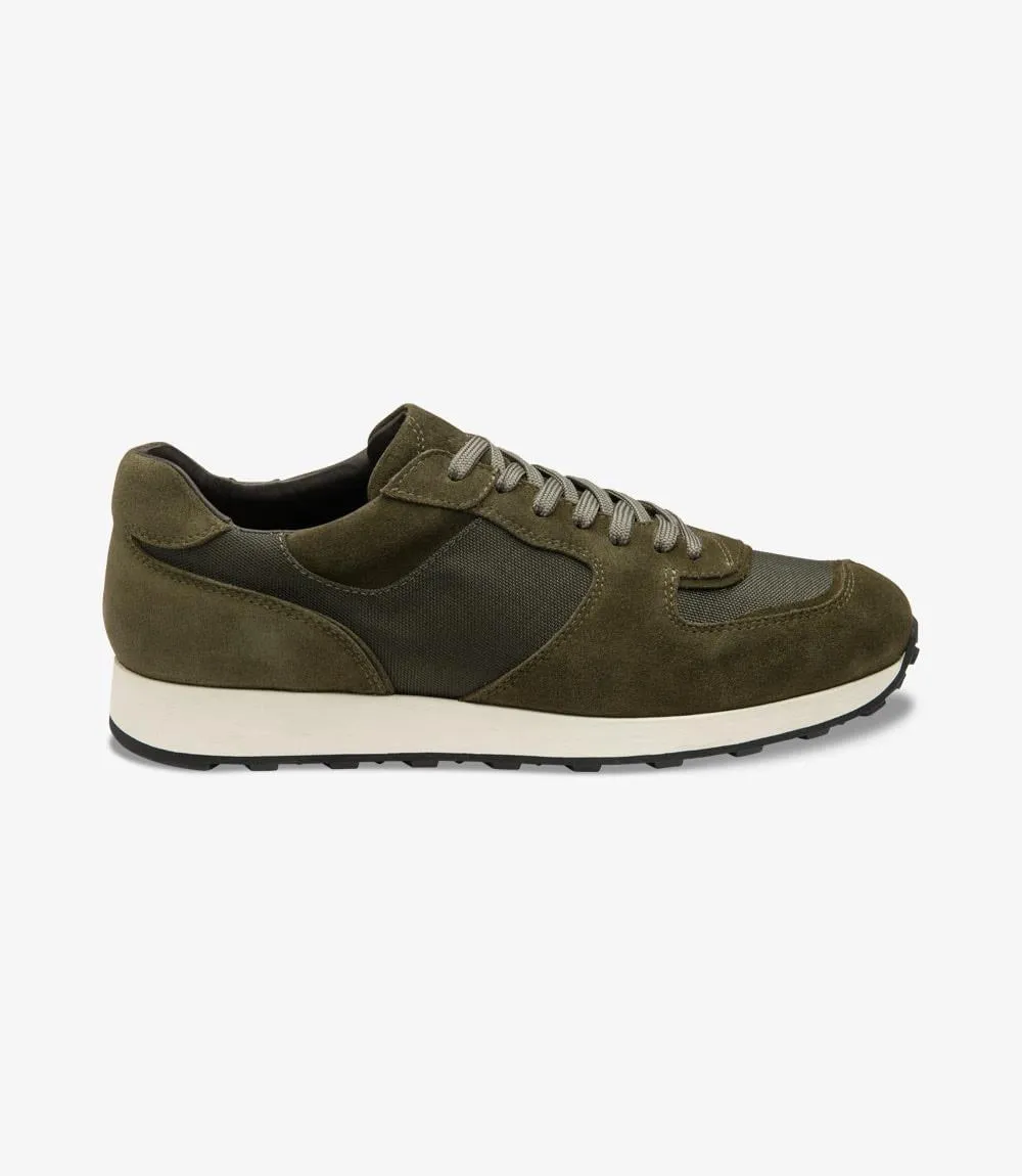 LOAKE FOSTER GREEN SUEDE SNEAKER RUBBER SOLE F-MEDIUM