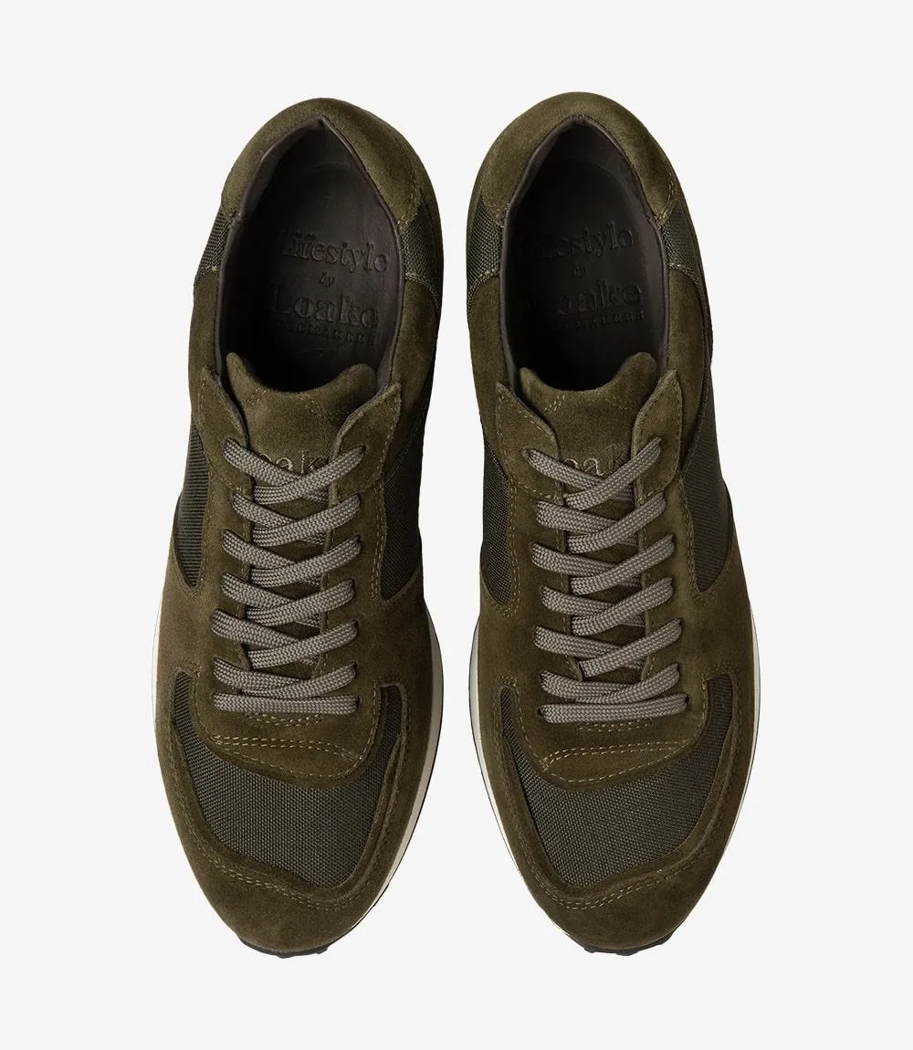 LOAKE FOSTER GREEN SUEDE SNEAKER RUBBER SOLE F-MEDIUM
