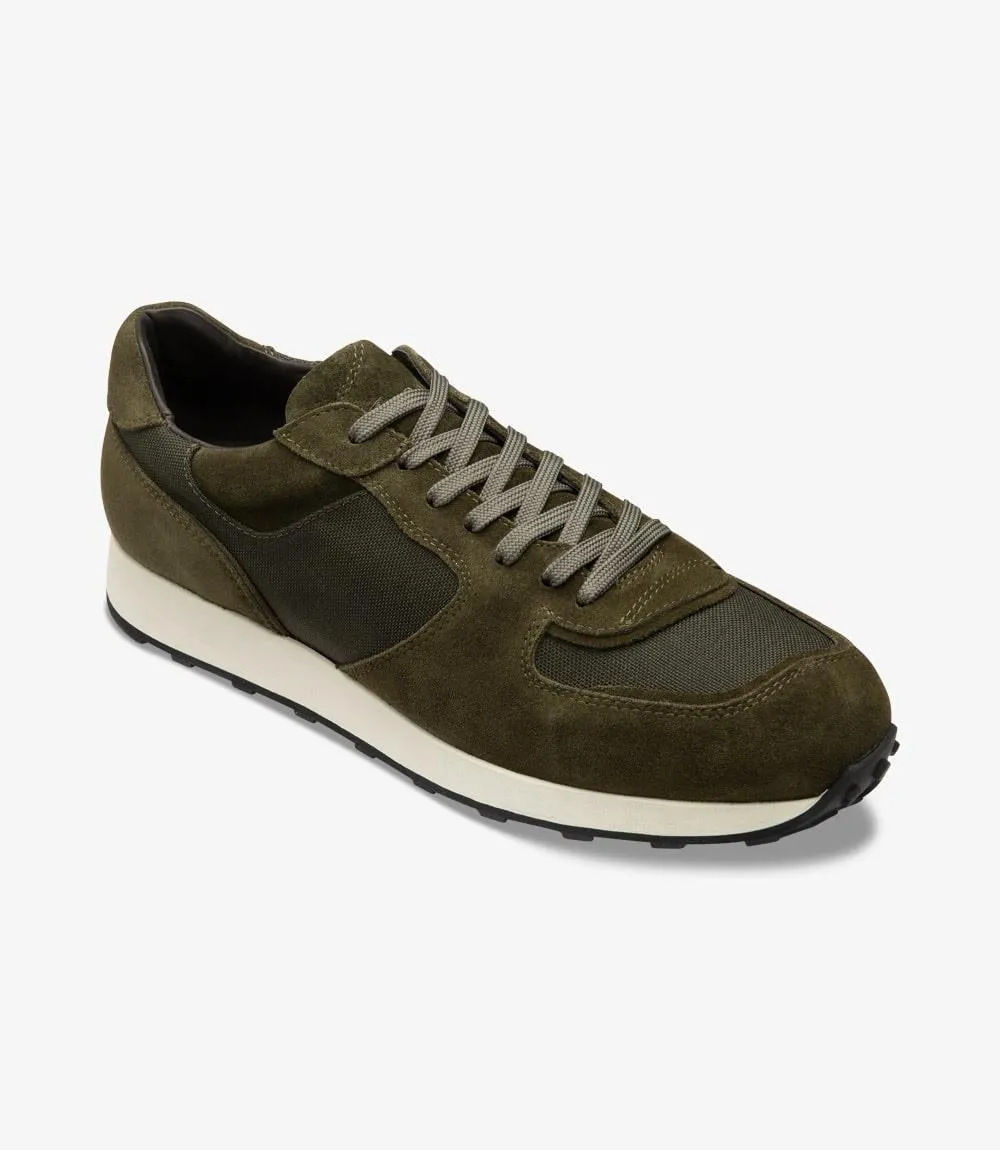 LOAKE FOSTER GREEN SUEDE SNEAKER RUBBER SOLE F-MEDIUM