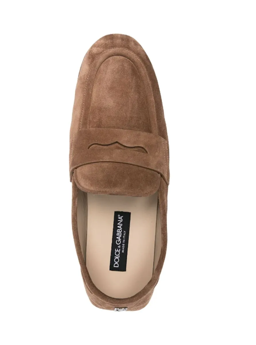 LOGO-PLAQUE SUEDE LOAFERS