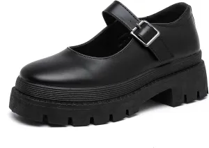 MEMON Mary Jane Shoes Women Oxford Shoes,Casual Dress Shoes,Cute Breathable Dressy Cosplay Party School Work Shoes(ME23032-BLACK-9)