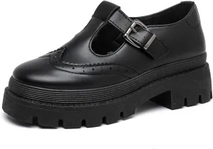 MEMON Mary Jane Shoes Women Oxford Shoes,Casual Dress Shoes,Cute Breathable Dressy Cosplay Party School Work Shoes(ME23033-BLACK-6)