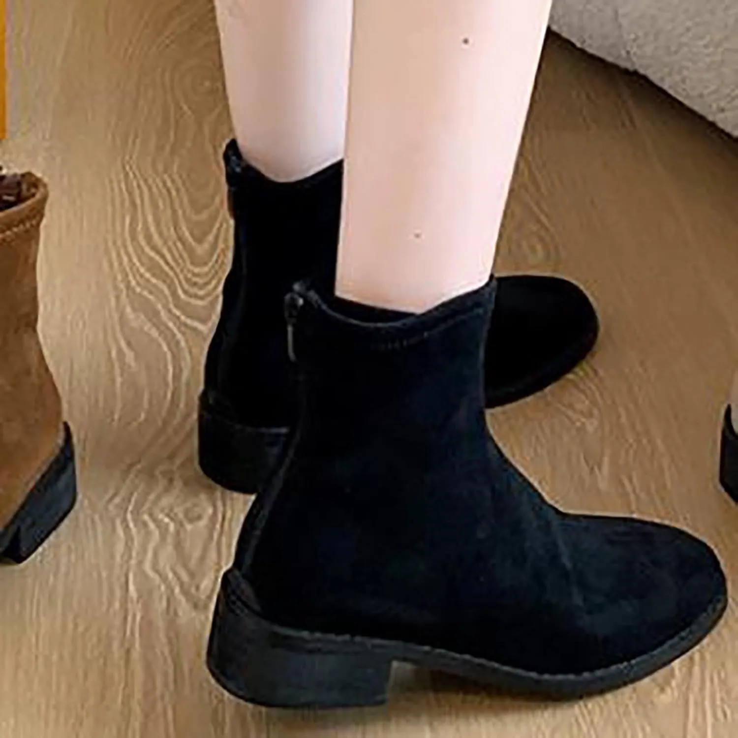 Men Ankle Boots Cow Print Boots for Women Black Heeled Boots for Women Boots for Dresses Women Peep toe Ankle Booties for Women Black Open toe Boots Low Heel Women's Wide Width Flat Booties