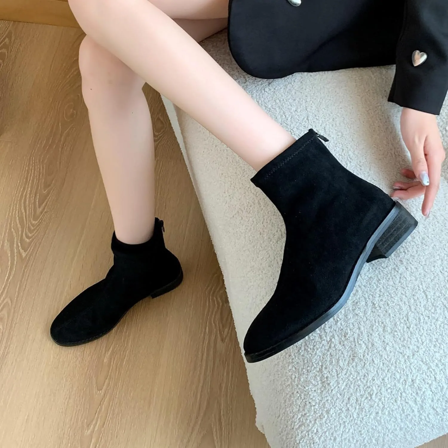 Men Ankle Boots Cow Print Boots for Women Black Heeled Boots for Women Boots for Dresses Women Peep toe Ankle Booties for Women Black Open toe Boots Low Heel Women's Wide Width Flat Booties