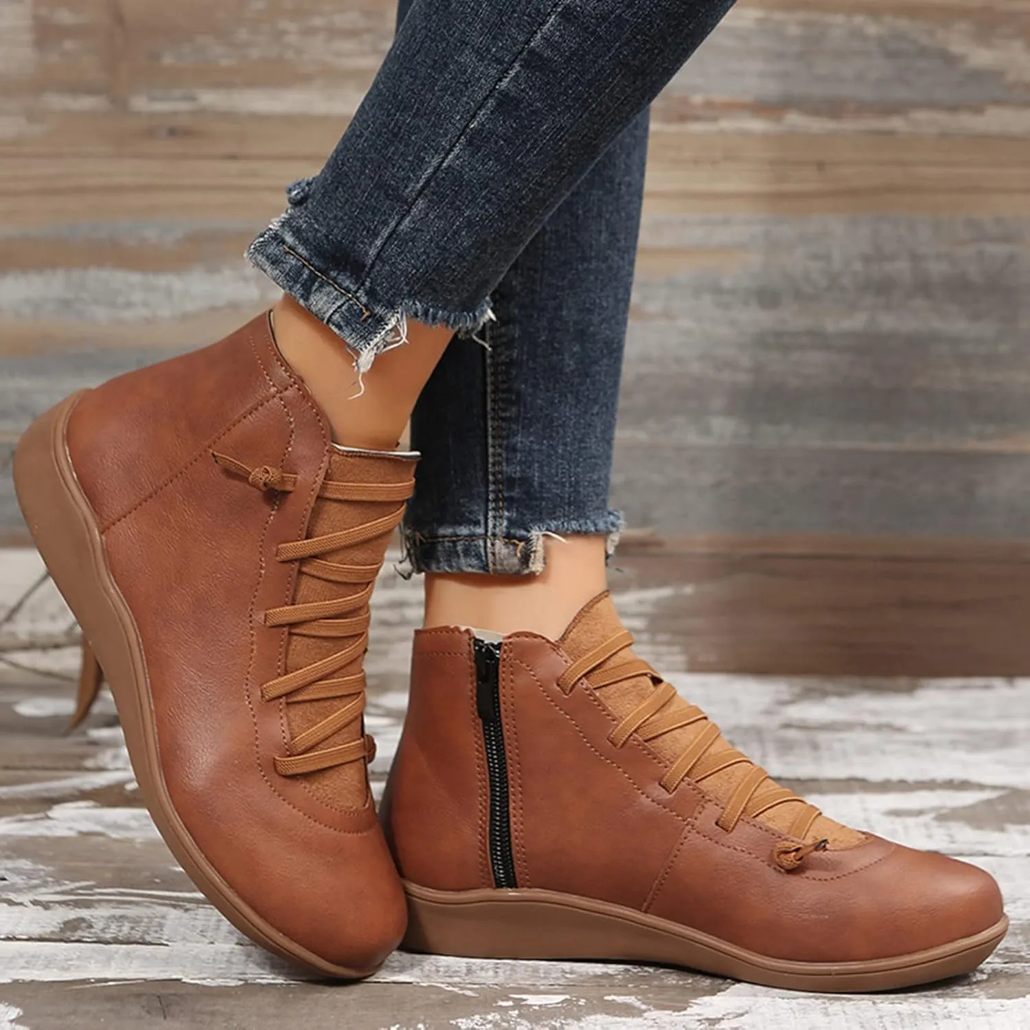 Men Ankle Boots Womens Casual Boots Black Wedge Boots Women Winter Dress Women'S Leather Wide Lace Up Ankle Boots & Booties White Cowboy Booties Women Ankle Boots
