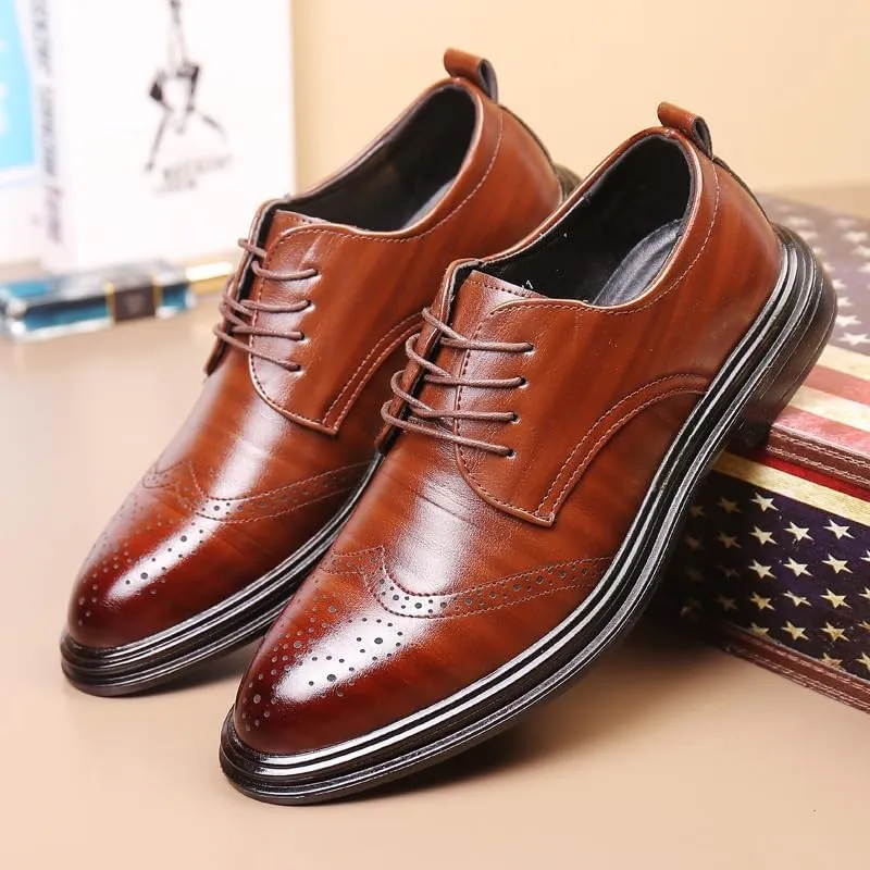 Men Comfort Orthopedic Shoes Chunky Heel Simple Lace-up Lug Sole Leather Formal Oxford Shoes