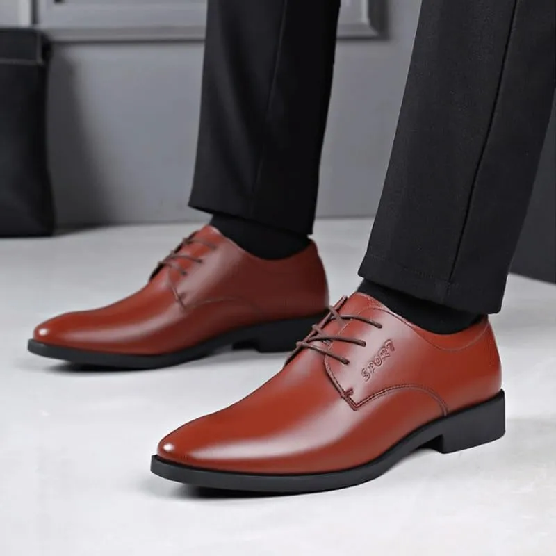 Men Comfort Orthopedic Shoes Chunky Heel Simple Lace-up Lug Sole Leather Formal Oxford Shoes