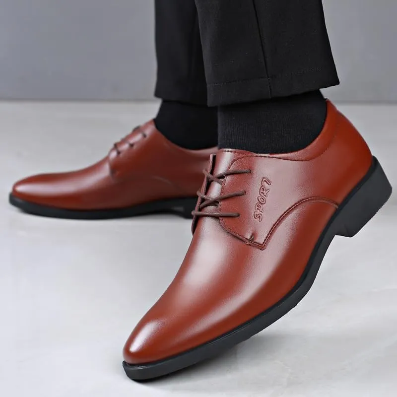 Men Comfort Orthopedic Shoes Chunky Heel Simple Lace-up Lug Sole Leather Formal Oxford Shoes