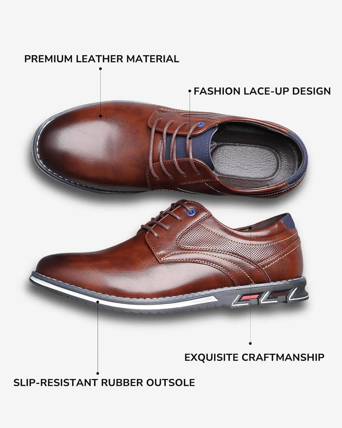 Men??s Dress Shoes Casual Business Oxford Derby Orthopedic Leather Shoes Comfortable Walking Shoes Office Loafers Work Flats