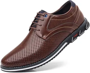 Men??s Dress Shoes Casual Oxford Derby Orthopedic Leather Shoes Breathable Walking Shoes Summer Business Office Loafers Work Flats