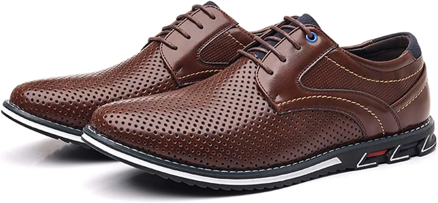 Men??s Dress Shoes Casual Oxford Derby Orthopedic Leather Shoes Breathable Walking Shoes Summer Business Office Loafers Work Flats