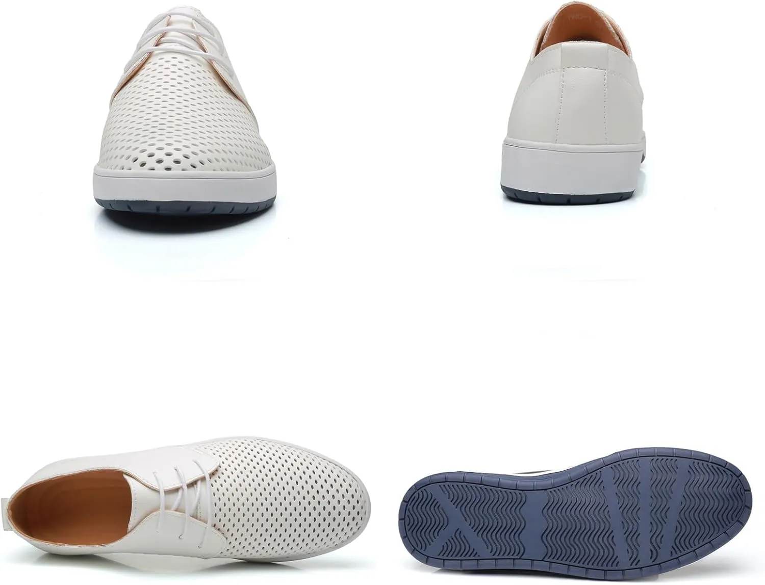 Mens Hollow Breathable Lace Up Leather Loafers Classical Round Head Derby Shoes Lightweight Flats Dress Business Oxford Shoes