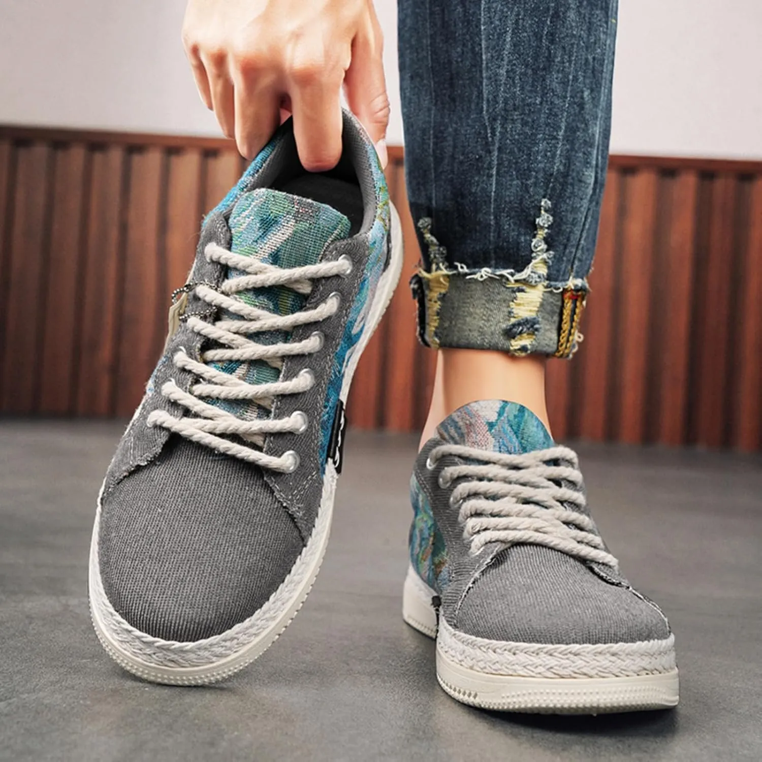 Men??s Lace-Up Lightweight Sneakers - Lightweight Midsole,Non-Slip Rubber Outsole, Retro Court-Style Design - Unisex Comfort for Daily Walking, Urban Commuting & Fashion Styling
