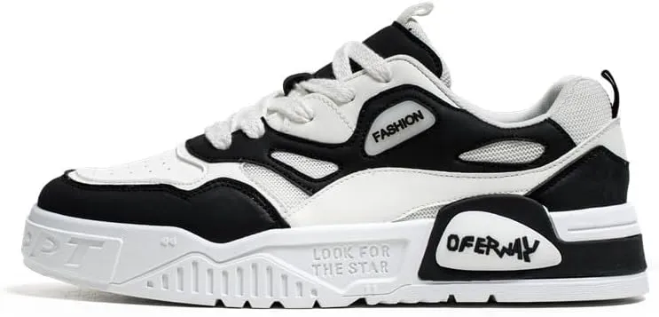 Men's Lace Up Sneakers Comfy Trendy Platform Shoes for Outdoor Walking Jogging Camping, All Seasons
