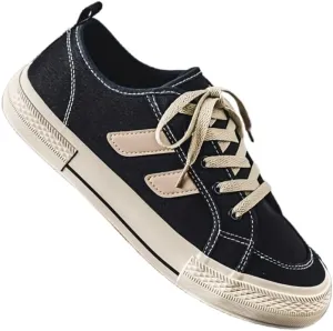 Men's Low-top Skate Shoes - Fashionable Black Casual Sports Shoes, Suitable for Outdoor and Casual wear Styles, Canvas Versatile Student