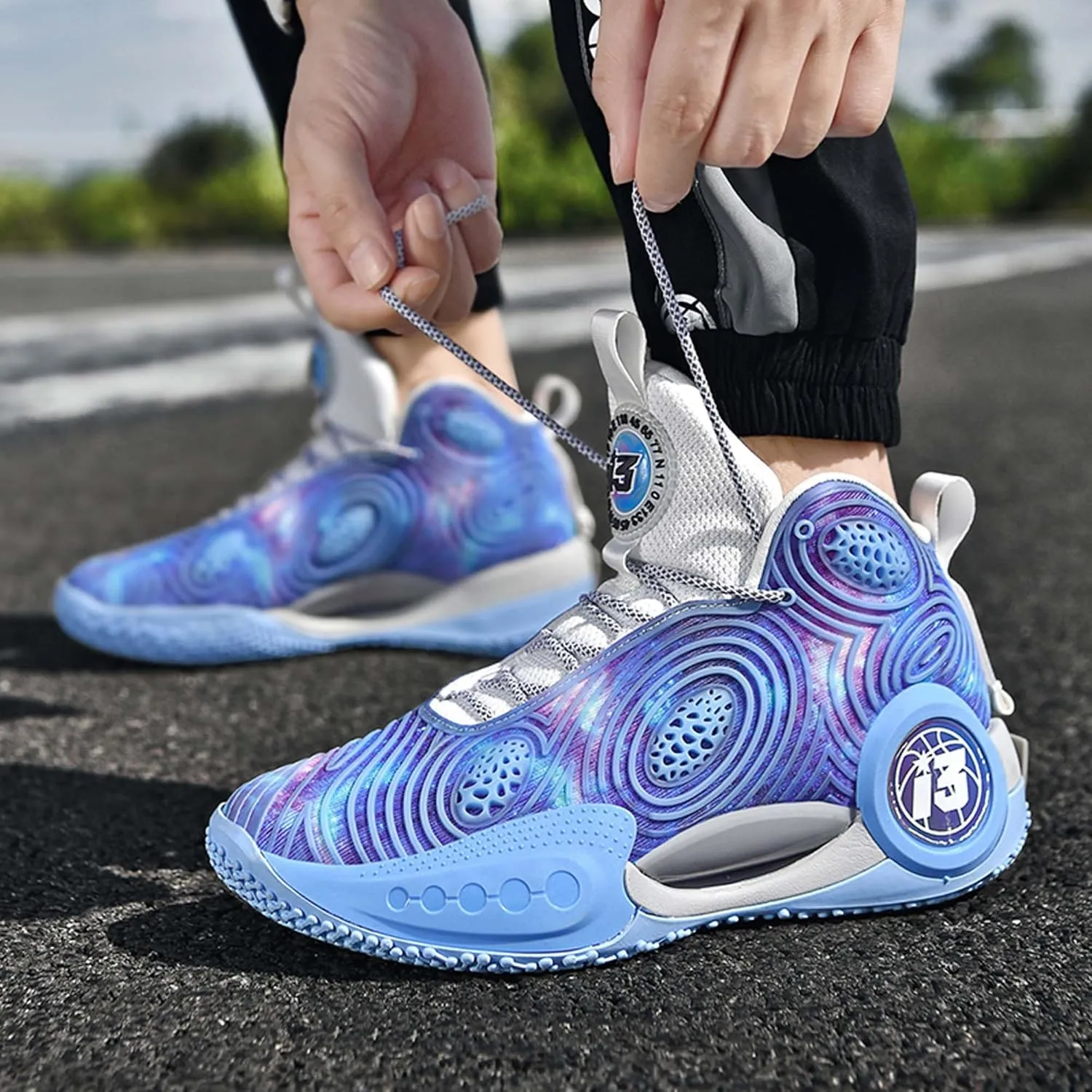 Mens Luminous Basketball Sneakers Classic Lace Up High Top Breathable Casual Sneakers High Elastic Running Shoes Wear Resistant and Durable Outdoor Hiking Shoes Anti Slip Baseball Sneakers
