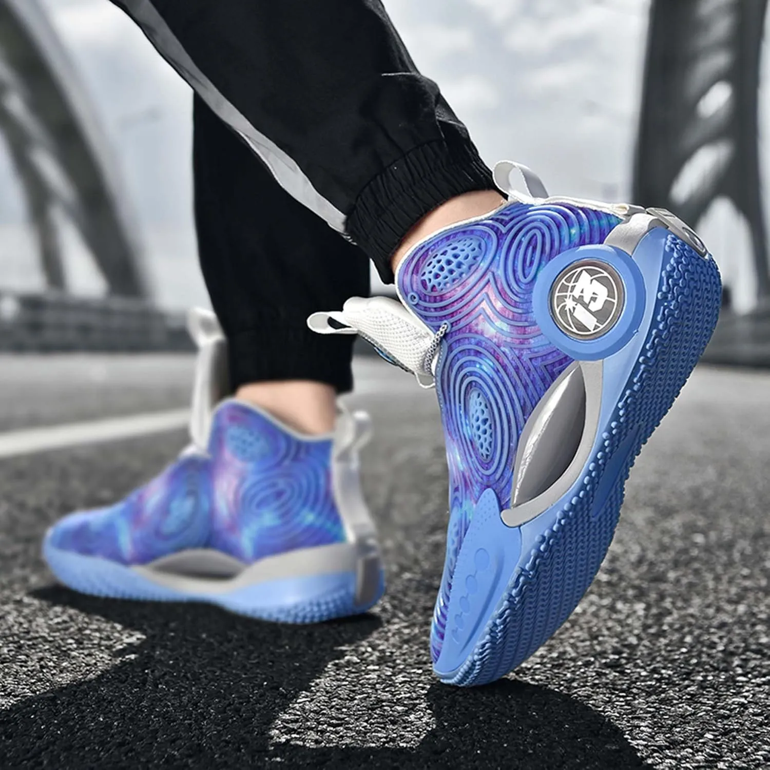 Mens Luminous Basketball Sneakers Classic Lace Up High Top Breathable Casual Sneakers High Elastic Running Shoes Wear Resistant and Durable Outdoor Hiking Shoes Anti Slip Baseball Sneakers
