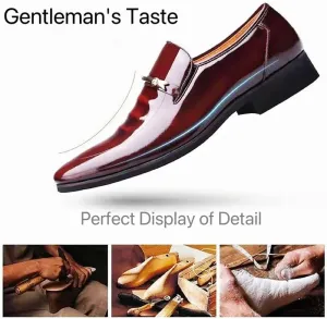 Men's Patent Tuxedo Dress Shoes Formal Classic Business Oxfords Derby Wedding Dress Shoe Burgundy Size 10