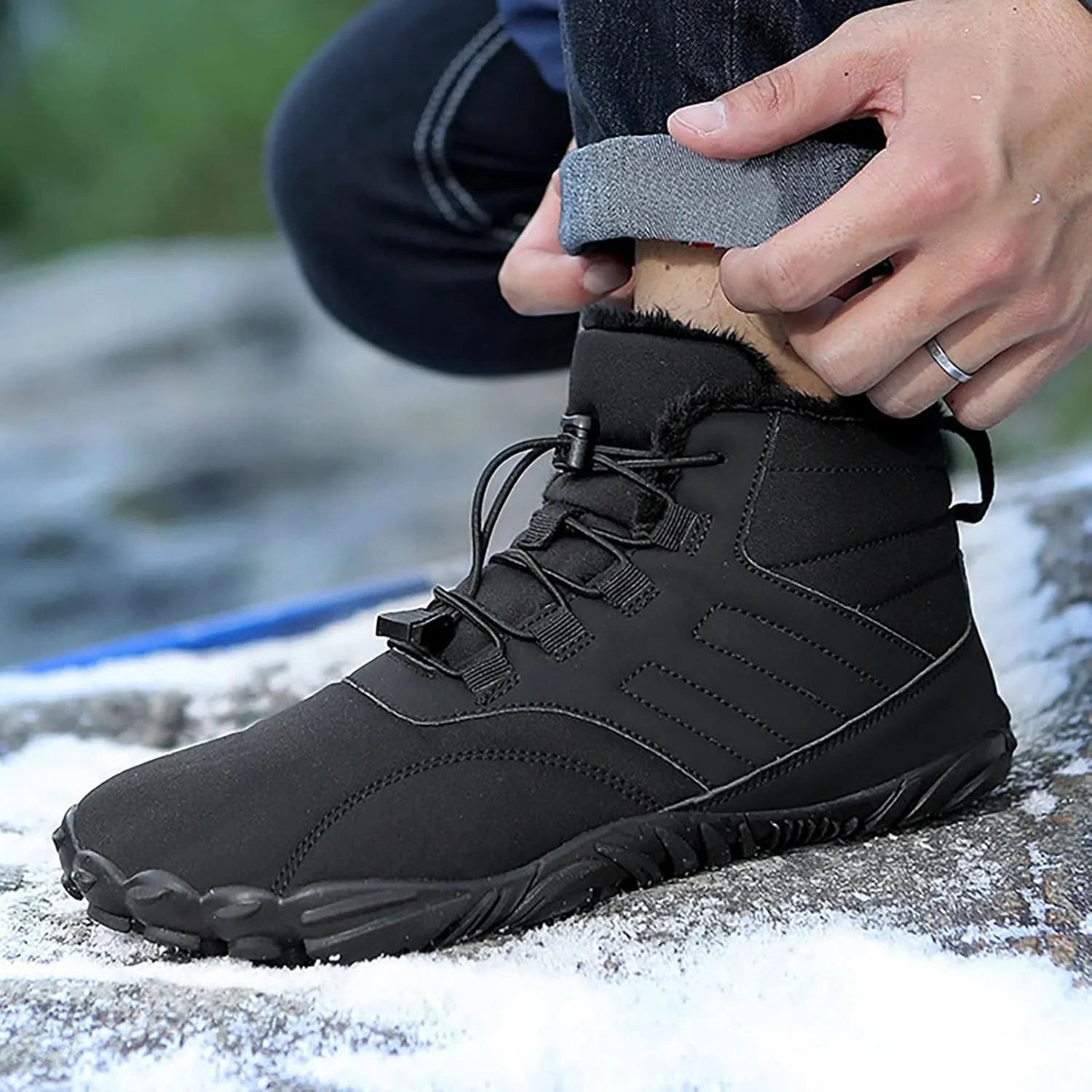 Men's Snow Boots Warm Faux Furry Lined Footwear Waterproof Outdoor Casual Winter Boots Non-slip Lace Up Ankle Boots for Cold Weather Hiking Boot Trekking Boots