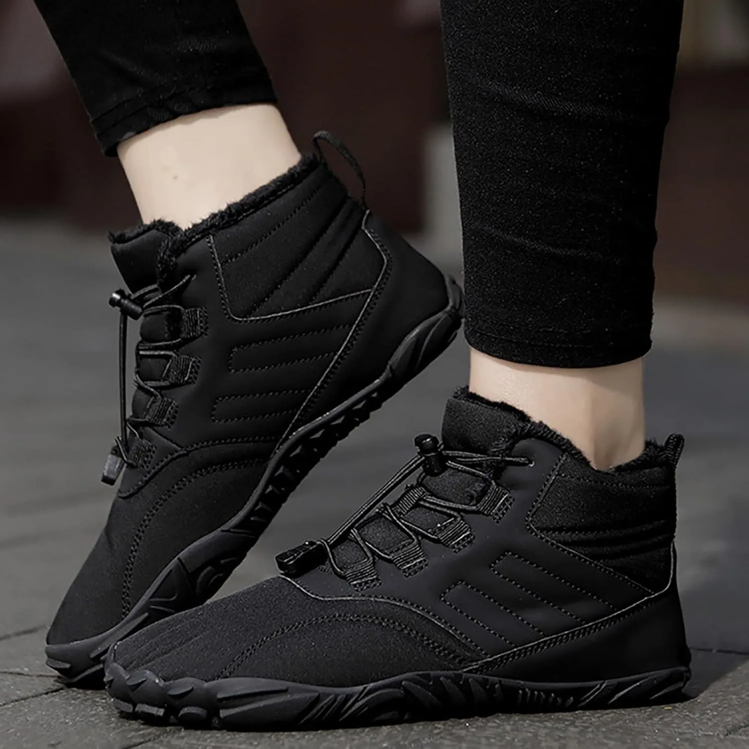 Men's Snow Boots Warm Faux Furry Lined Footwear Waterproof Outdoor Casual Winter Boots Non-slip Lace Up Ankle Boots for Cold Weather Hiking Boot Trekking Boots