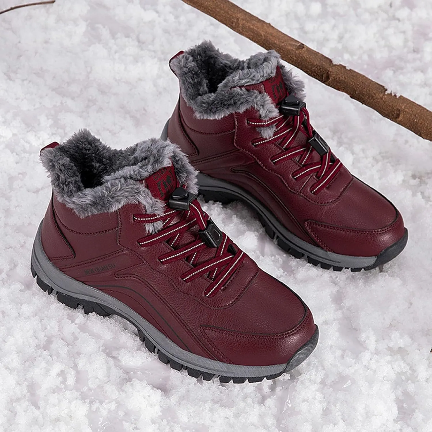 Men's Snow Boots Waterproof Furry Lined Warm Winter Boots Lace Up Sneakers Cold Weather Anti-Slip Ankle Boots Slip on Athletic Hiking Walking Shoes Sneakers