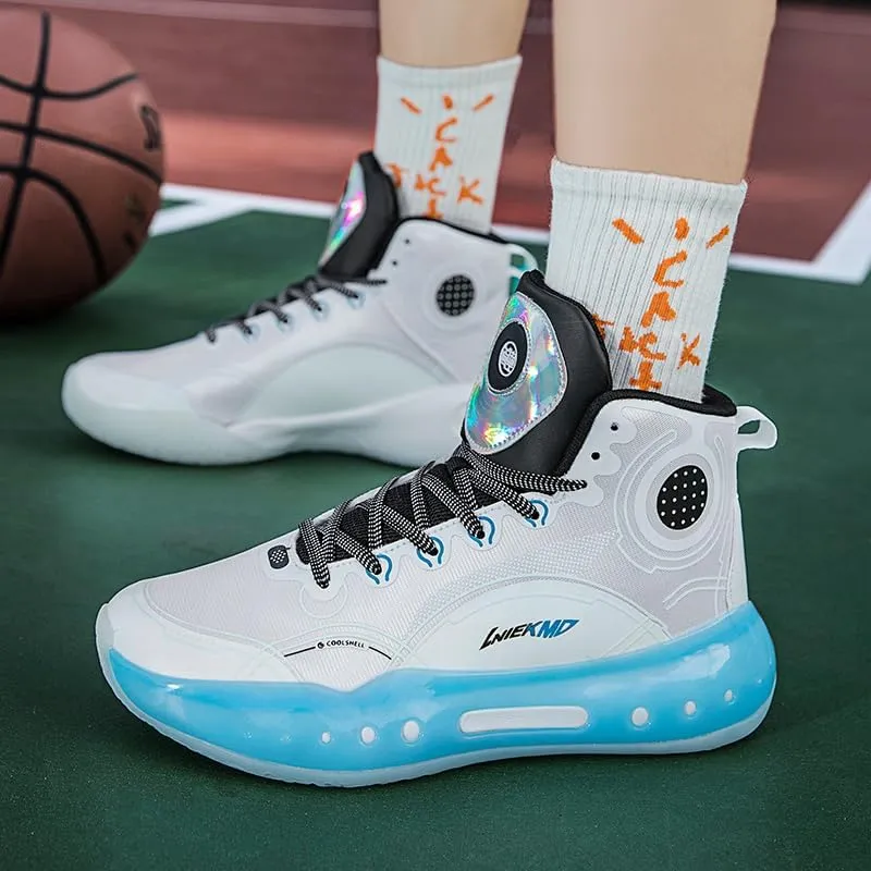 Men's Stylish Athletic Shoes High Upper Basketball Shoes Men Breathable Sports Shoes Anti Slip High Top Mens Basketball Shoes Non Slip Outdoor