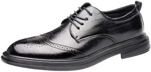 Men's Wingtip Dress Shoes Fashion Classic Carved Lace Up Low Heels Business Casual Oxford Comfort Orthopedic Shoes for Men