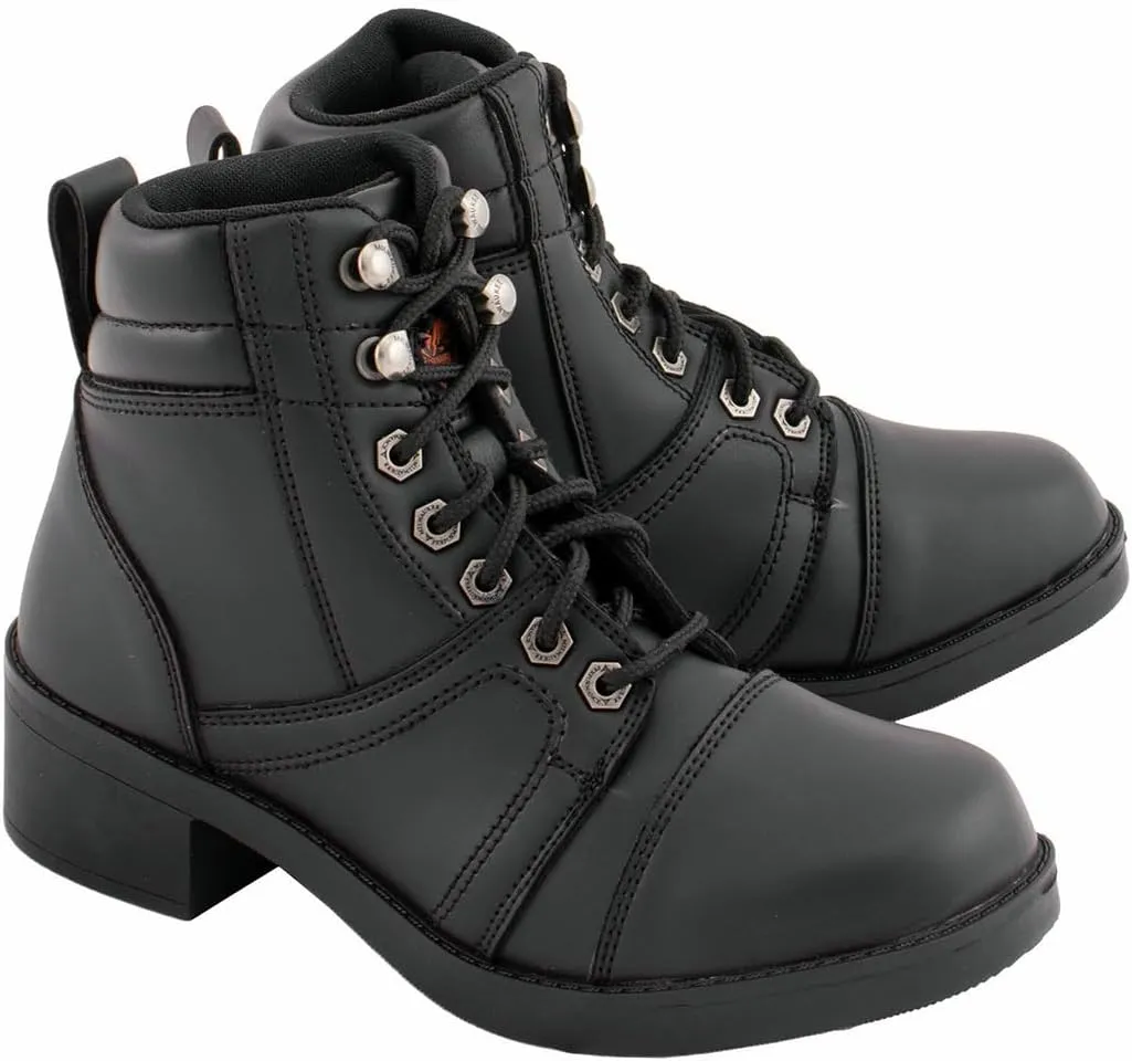 Milwaukee Leather MBK9285 Boys Black Lace-Up Biker Style Boots - 6