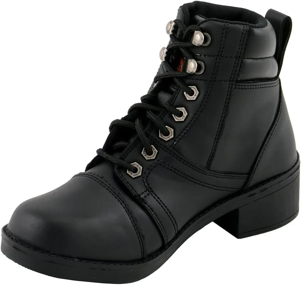 Milwaukee Leather MBK9285 Boys Black Lace-Up Biker Style Boots - 6