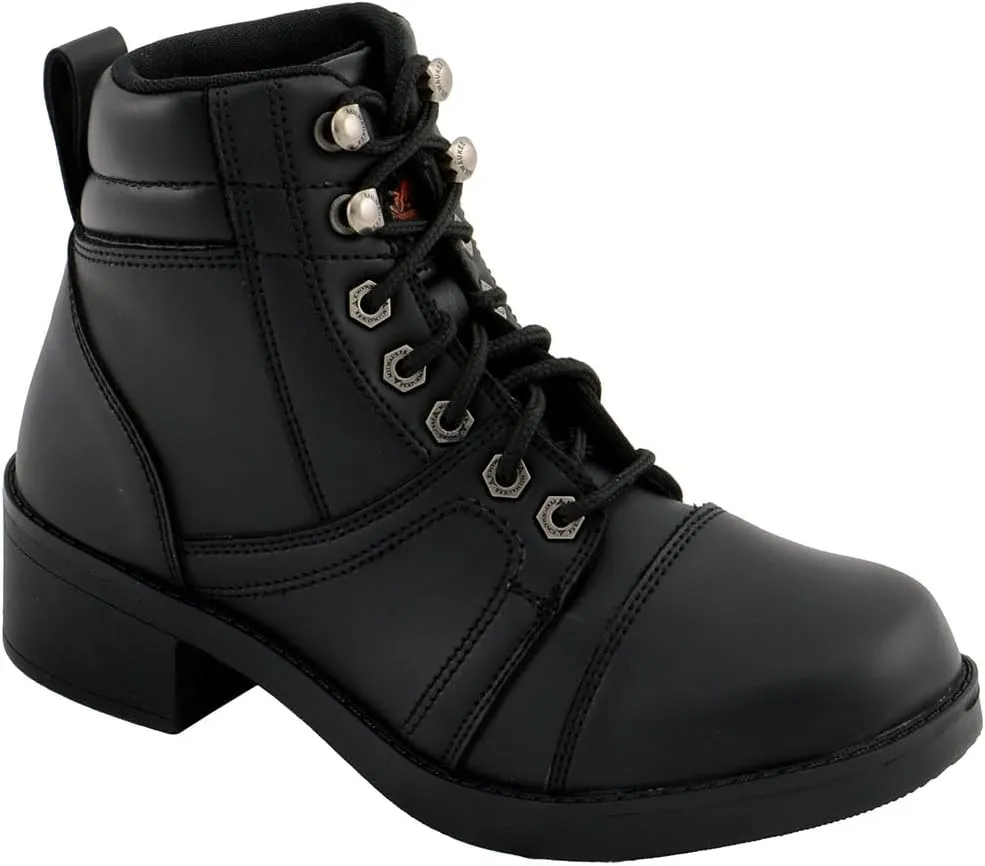 Milwaukee Leather MBK9285 Boys Black Lace-Up Biker Style Boots - 6