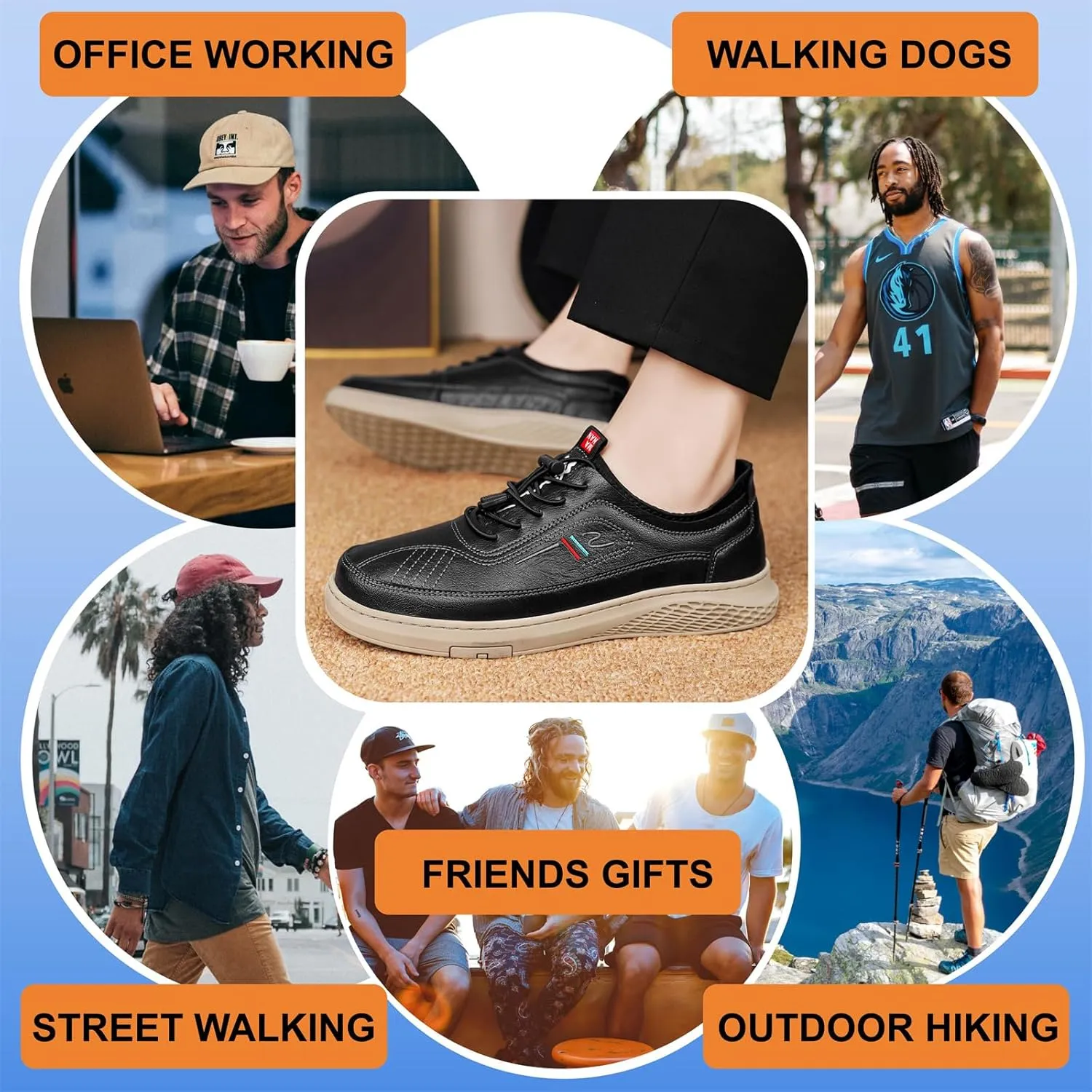 Moodeng Mens Dress Shoes Leather Causal Oxfords Lightweight Formal Business Oxfords Adjustable Lacing Derby Shoes Comfortable Walking Loafers