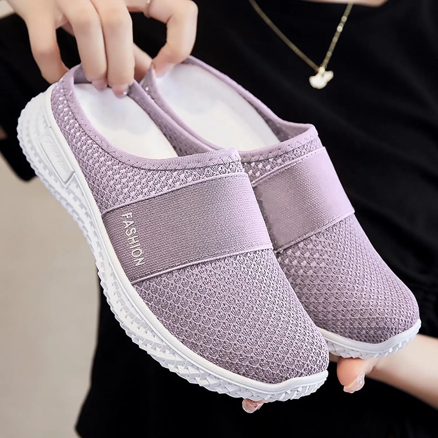 Mules Clogs for Women Diabetic Air-Cushion Slip-On Walking Shoes Lightweight Platform Mesh Mules Sneaker Sandals Orthopedic Slippers Backless Sneakers