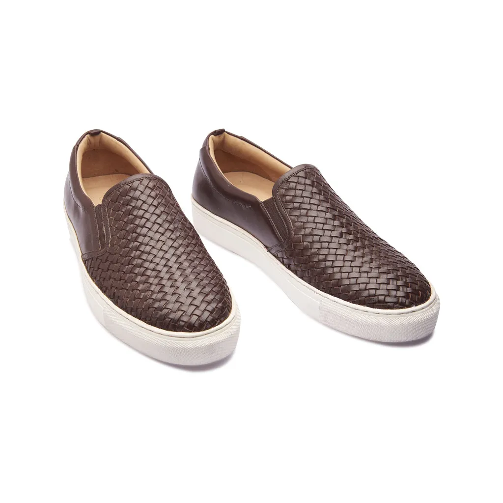 Paolo, Slip-on Sneaker - Brown Woven | Smart Casuals
